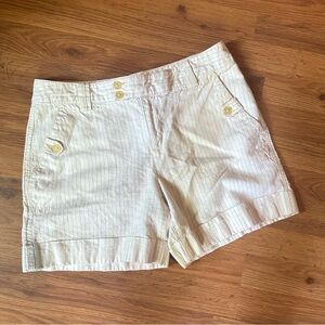 Women’s Banana Republic Martin Fit Shorts Size 12‎ Cream and Gray Pinstripe